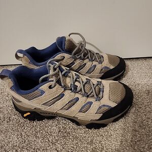 Merrell Moab 2 Ventilator Hiking Boots Shoes Tan Blue J06018 Lace Up 7.5 M Women